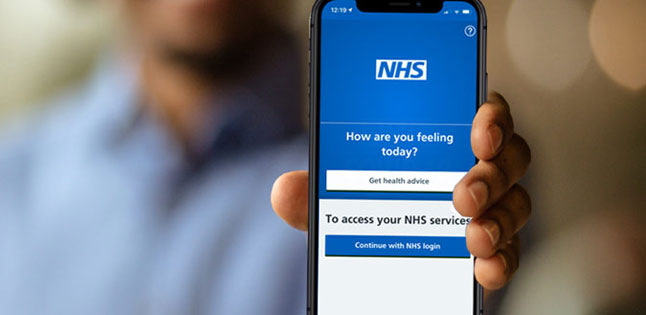 The NHS App displayed on a smartphone